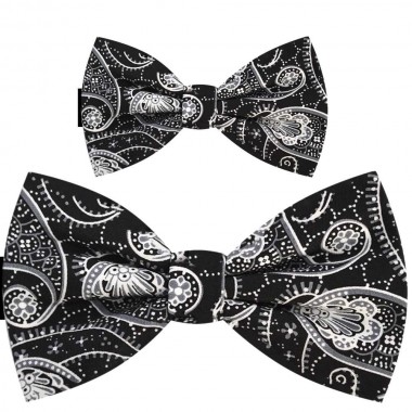 Set papioane tata fiu, negru cu model floral alb